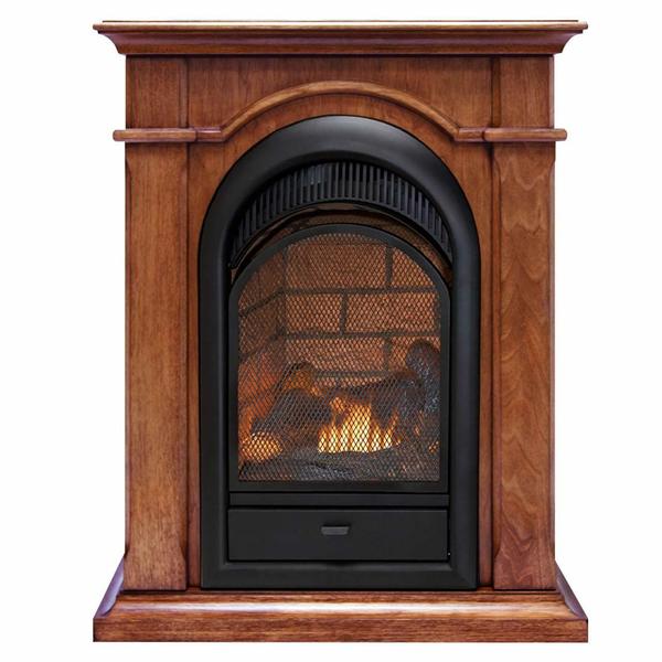 Dual Fuel Ventless Gas Fireplace With Mantel - 15,000 Btu, T-Stat, 